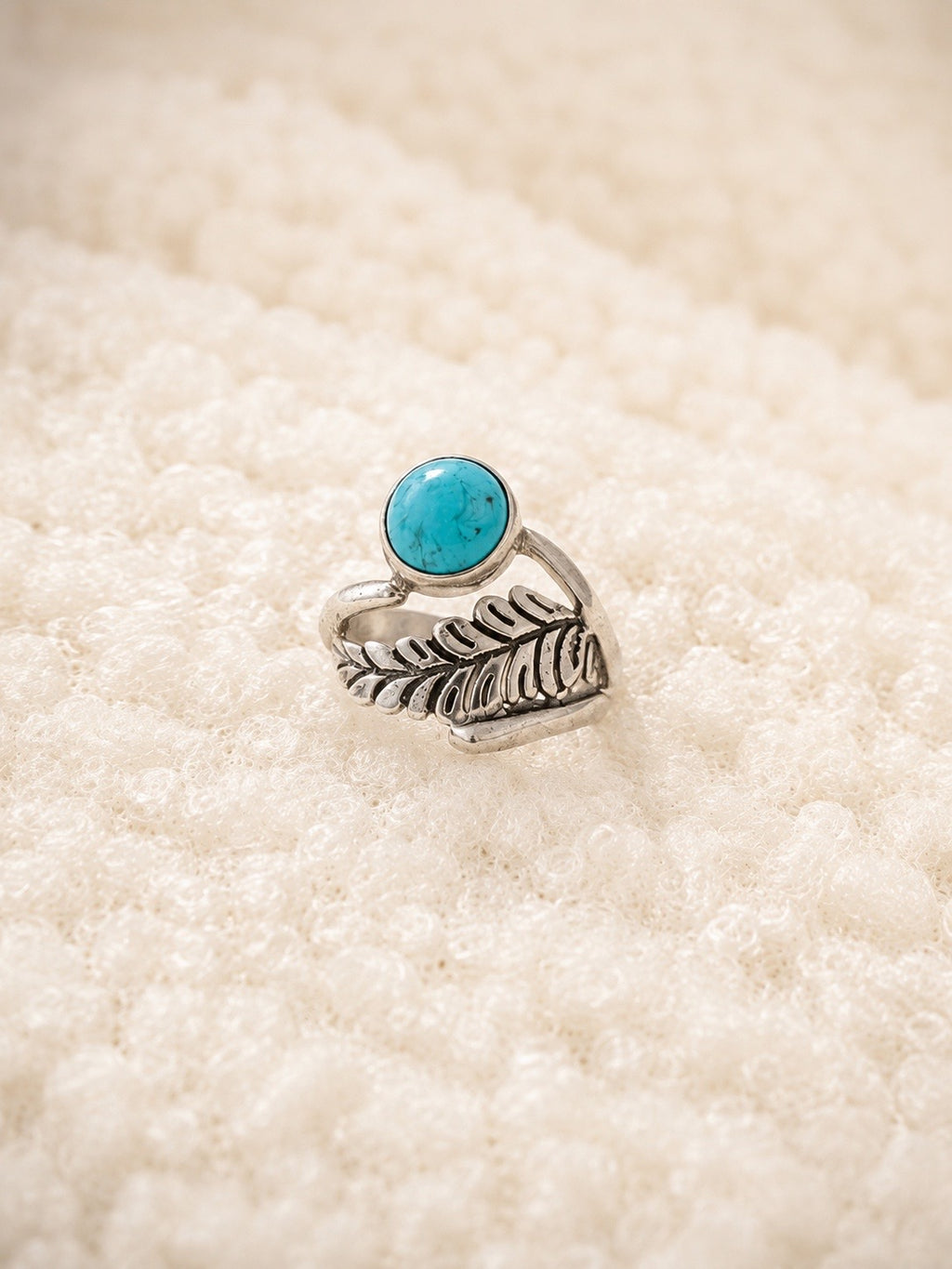 Turquoise feather ring