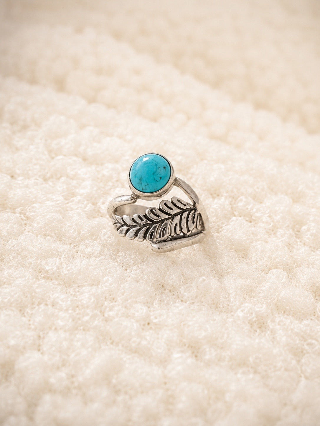 Turquoise feather ring