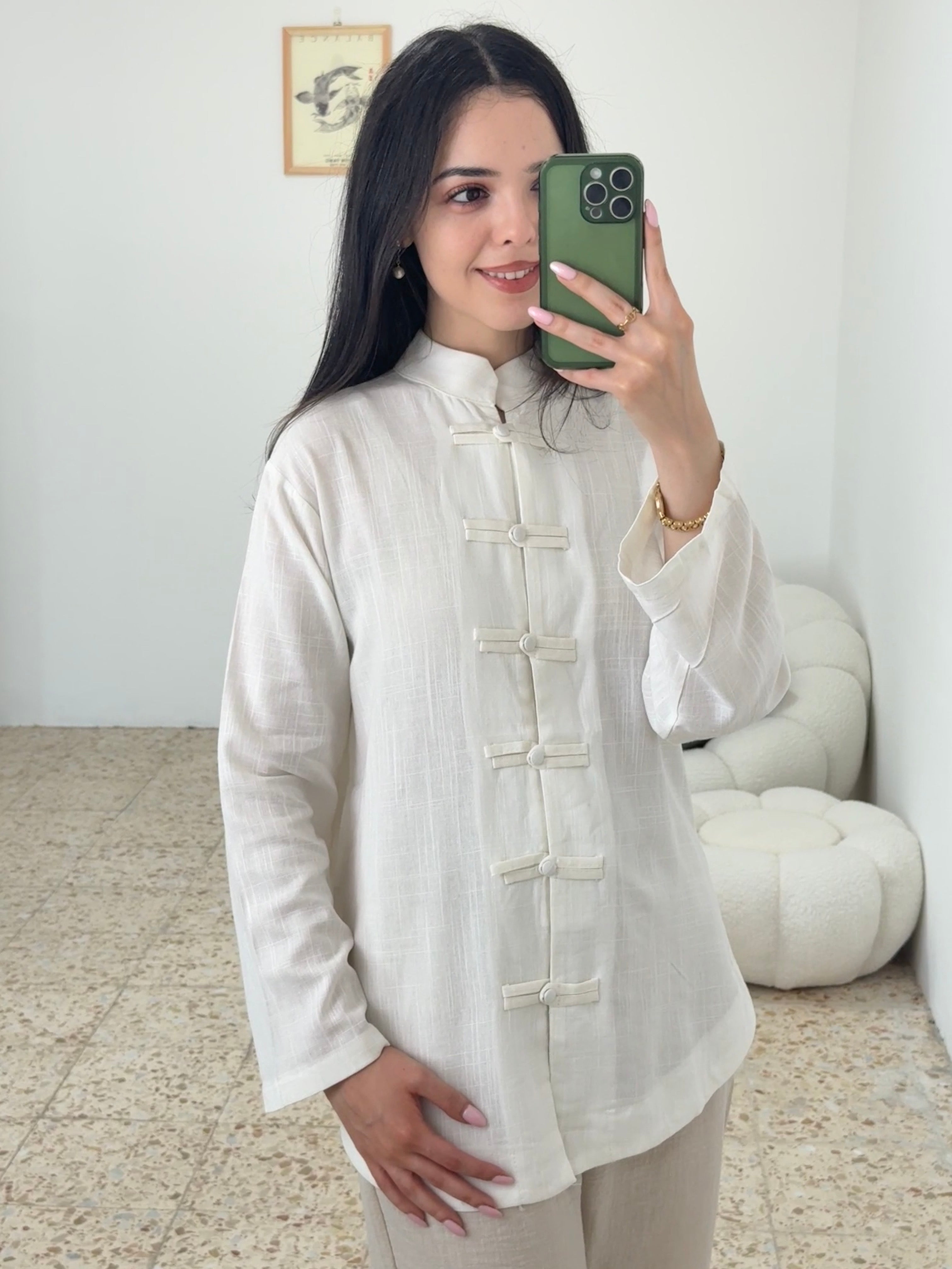 White frog clips shirt