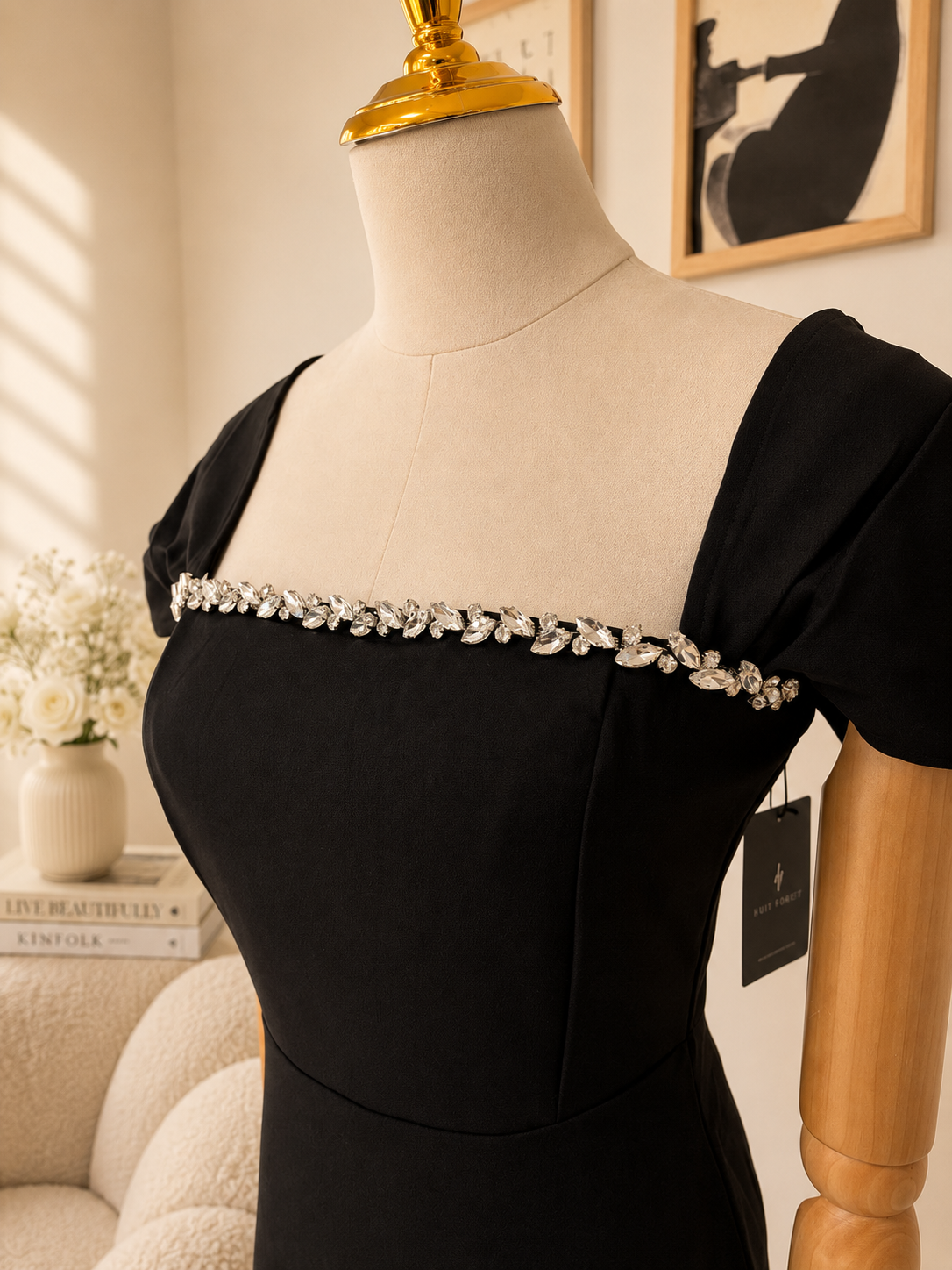 Black Rhinestones Dress