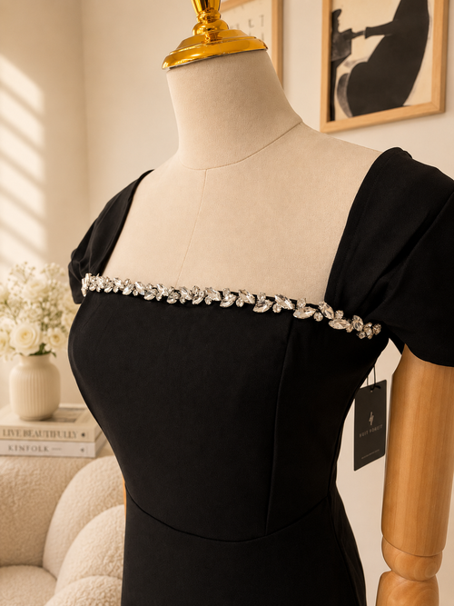 Black Rhinestones Dress