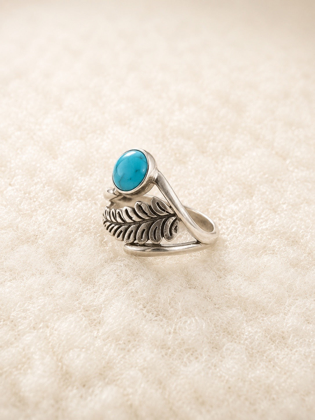 Turquoise feather ring