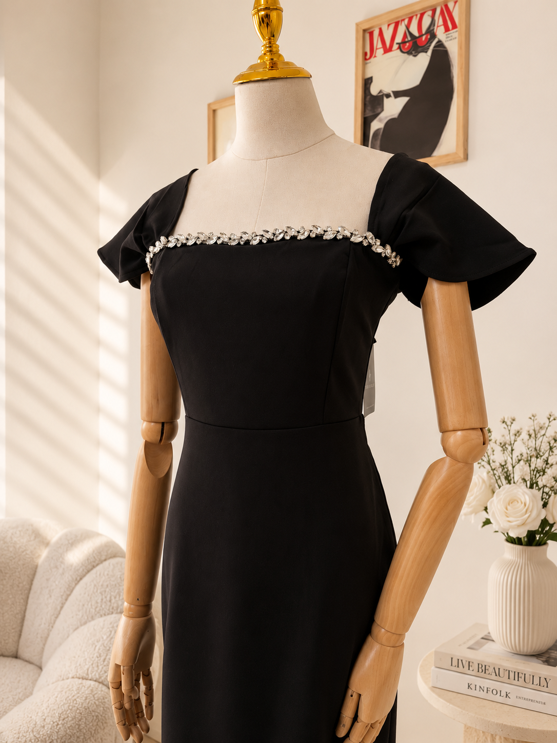 Black Rhinestones Dress