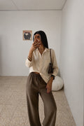 Brown linen pants