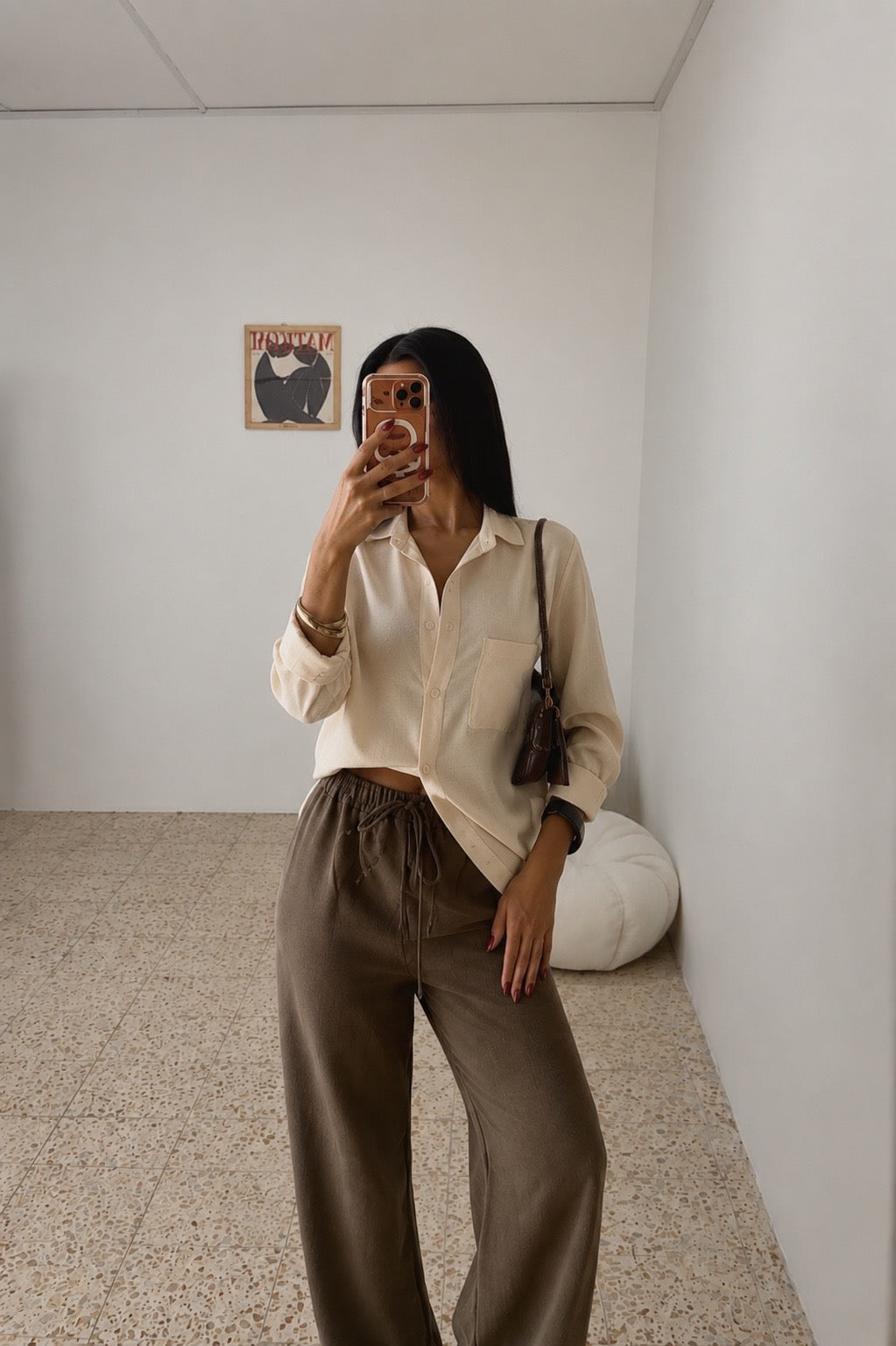 Brown linen pants