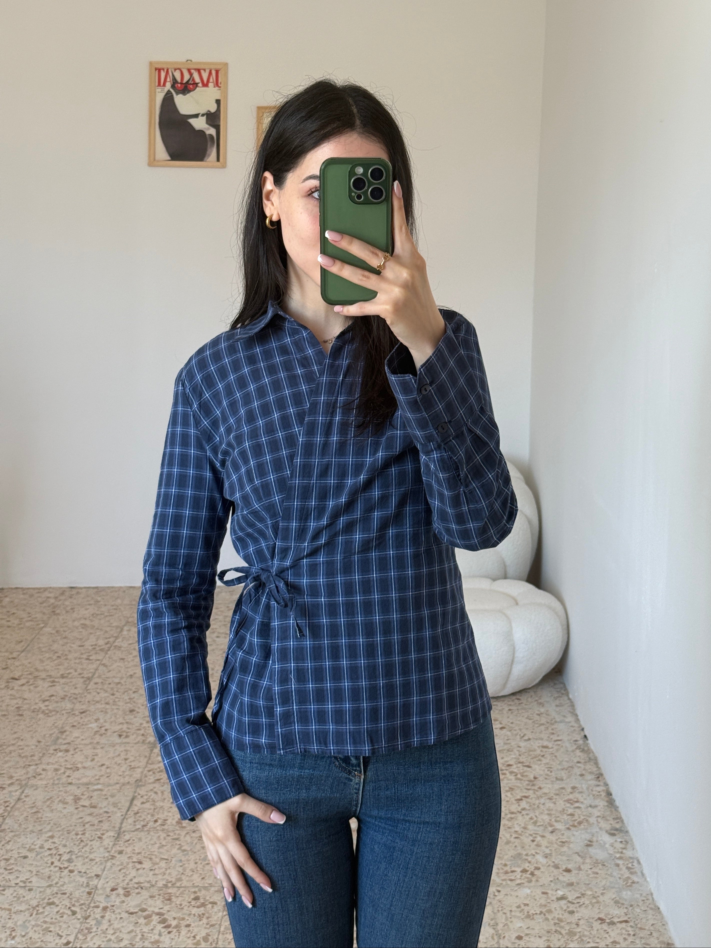 Navy Wrap Shirt